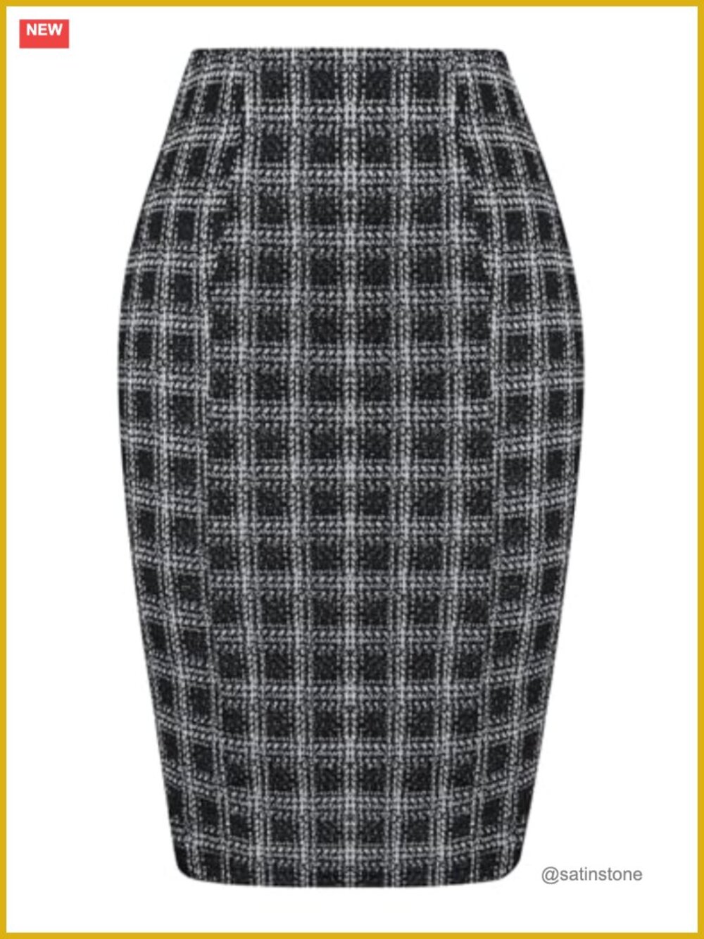 Tweed Pencil Skirt High Waist Knee Length Slim Fit
